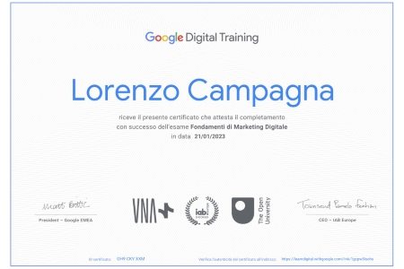 Certificazione Google Digital Marketing